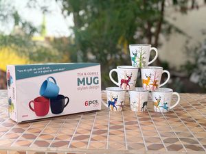 Ceramic <b>Mug</b> with Lid Deer Print <b>Latte</b> Cup Modern Drinkware for Coffee Tea Party Gift - Product Image 6