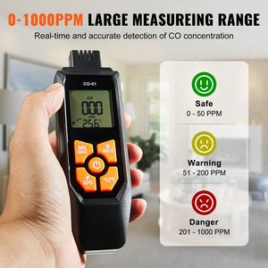 Monitor Digitale per Gas CO, Gamma 0-1000PPM, Allarme Sonoro e Luminoso, Misuratore Portatile di Monossido di Carbonio con Sensore di Temperatura per la Sicurezza Domestica - Product Image 3