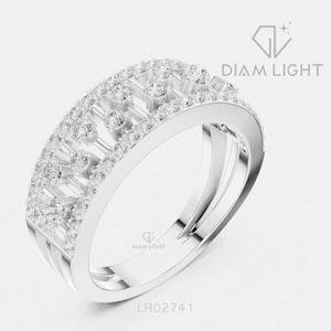 Bague de fiançailles en diamant de laboratoire certifié IGI 0,591 carat, or blanc 14 carats, taille ronde, F+ VS+, pavé, nouvelle collection de bijoux pour femme, idéale pour offrir - Product Image 2