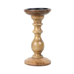 Support de bougie en bois rustique fait main, décoration d'intérieur naturelle style ferme, centre de table pour salle à manger et salon - Product Image 6