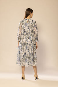 Reliable Quality Cotton Blend White Floral Printed Fit & Flared Dress with <b>Three</b>-Quater Sleeves for Women Holiday Daily Wears - Product Image 5