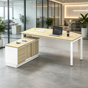 Escritorio de Oficina Moderno en Forma de L con Gabinete de Almacenamiento, Superficie de Acero, Marco Blanco, Uso Comercial y Doméstico, Sistema de Oficina AY - Product Image 2