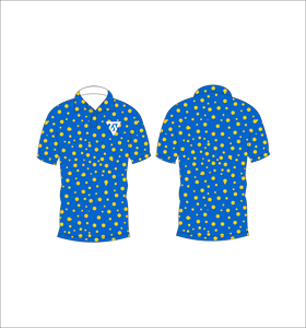 เสื้อโปโลผู้ชายลายจุดสีน้ำเงินเหลืองแขนสั้นลำลองระบายอากาศได้ดีคอปกพับได้สวมใส่ในฤดูร้อน - Product Image 6