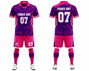 Uniforme de Fútbol Personalizado de Alta Calidad para Equipos, 100% Poliéster, Impresión Digital, Anti-UV, Transpirable, 180g, Jersey de Fútbol con Patrón Morado y Rosa - Product Image 2