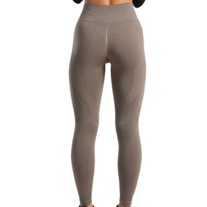 High Waist Seamless Yoga <b>Leggings</b> Full Length Textured <b>Pattern</b> Solid Color Four-Way Stretch Women's Fitness Pants - Product Image 4