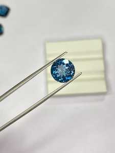 พลอยโทแพซสีน้ำเงินลอนดอนธรรมชาติ ทรงกลมเจียระไนเหลี่ยม ขนาด 5 มม. ถึง 10 มม. สำหรับทำเครื่องประดับ - Product Image 6