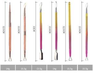 Professional High Quality Disposable Stainless Steel <b>Colourful</b> Nail Cuticle Pusher 4pcs One <b>Set</b> Dual Head Multifunctional - Product Image 6