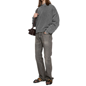 Sweat-shirt ras du cou pour homme en coton biologique premium, molleton teint en pièce épais, logo personnalisé, coupe décontractée, marque privée OEM - Product Image 2