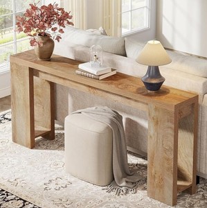 Console en bois massif avec base en chêne, design scandinave moderne, meuble de rangement pour entrée et salon - Product Image 3