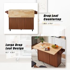Carrello da Cucina in Legno con Porta Scorrevole e Piano d'Appoggio Ribaltabile - Product Image 5