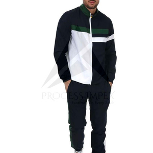 Ensemble de survêtement pour homme à blocs de couleur, col montant zippé, 2 pièces, respirant, en polyester et coton, tenue sportive décontractée, printemps, adulte - Product Image 4