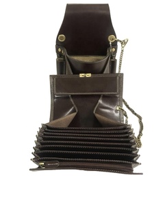 Conjunto de cartera de asistente Unisex Vintage de lujo, cerradura bordada de cuero genuino negro, decoraciones de perlas, cierre de botón antirrobo - Product Image 4