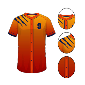 ชุดเสื้อเบสบอลชาย สีส้มไล่เฉด พิมพ์ลายด้านหลัง 9 ผู้เล่น โพลีเอสเตอร์ระบายอากาศได้ดี แขนสั้น ทรงปกติ ทุกฤดูกาล - Product Image 6
