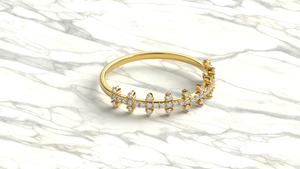 Anillo de Diamantes de Corte Redondo con Corona de Tiara de Oro de 18K Vintage para Mujer, Anillo de Media Eternidad, Regalo de Boda Único, Joyería Fina para Mujer - Product Image 3
