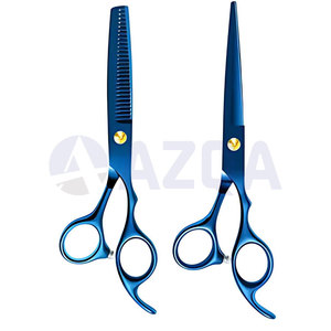 Juego de Tijeras Profesionales de Acero Inoxidable con Recubrimiento Negro para Cortar y Entresacar Cabello, para Uso en Barberías y Salones de Belleza - Product Image 3