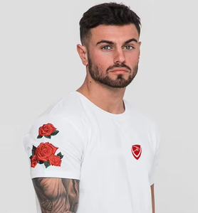 T-shirt blanc à manches courtes pour homme, col rond, coupe classique, décontracté, tricoté en polyester/coton, écologique, 220 grammes, haut de gamme - Product Image 6
