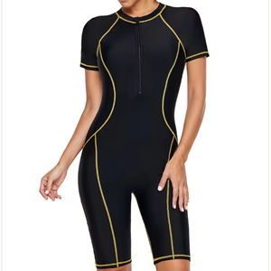 Traje de buceo de manga corta para mujer con cremallera, protección solar, alta elasticidad, para surf y snorkel, traje de baño de una pieza contra medusas - Product Image 1