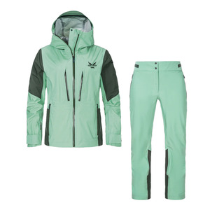 Traje de esquí y snowboard personalizado con bloques de color y estampado digital, pantalones con peto, unisex, de invierno, con capucha gruesa, transpirable, impermeable y con cremallera. - Product Image 1