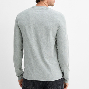 Camiseta de Manga Larga de Alta Calidad para Hombre, 100% Algodón, Ropa Lisa, Moda Masculina, Transpirable, Cuello Redondo - Product Image 4