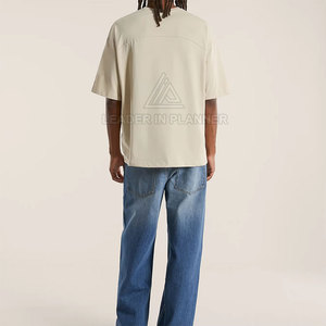 เสื้อยืดคอกลมแขนสั้นทรงโอเวอร์ไซส์สำหรับผู้ชาย สีพื้น ผ้าฝ้าย 100% ทรงลำลอง ผ้าเจอร์ซีย์ถัก ทรงปกติ ความยาวปกติ ดีไซน์เรียบ - Product Image 4