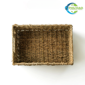<b>Wicker</b> Seagrass Storage <b>Basket</b> Lid Eco-Friendly Handmade Woven Design Cotton Multi-Use Organizer for Living Room and Bedroom - Product Image 6