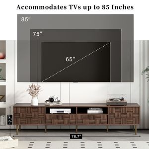 Meuble TV Mid-Century avec 2 tiroirs, console multimédia pour téléviseurs jusqu'à 85 pouces, rangement pour divertissements dans le salon - Product Image 6