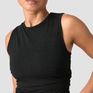 Open Back Gym Tank <b>Top</b> Cropped Sleeveless Muscle Fitness Slim Fit Breathable <b>Padded</b> Built in Bra Moisture Wicking <b>Vest</b> <b>Top</b> - Product Image 4