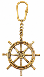 Porte-clés artisanal vintage en laiton en forme de roue de bateau, accessoire de collection nautique et maritime, cadeau - Product Image 2