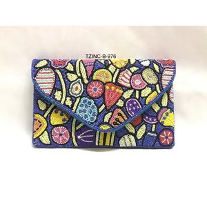 Bohemian Fashion <b>Handbag</b> Beaded Straps Zipper Closure Ladylike Style Pearl <b>Sequin</b> Canvas Cotton Polyester for Spring Summer Use - Product Image 4