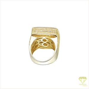 Bague de luxe pour homme en argent sterling 925 avec diamant Moissanite, face carrée audacieuse, multiples rangées scintillantes et bijoux en gros - Product Image 4