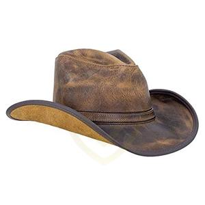 Chapeau de cowboy en cuir classique, style tendance, fait main, avec couleurs et logo personnalisables, chapeau de cowboy F - Product Image 2