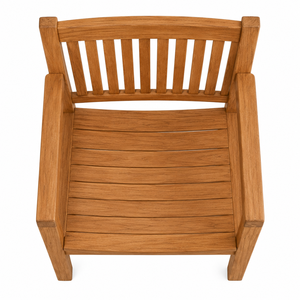 Chaise de jardin en teck massif avec dossier à lattes verticales et accoudoirs, design scandinave, écologique, confortable, imperméable et durable - Product Image 4