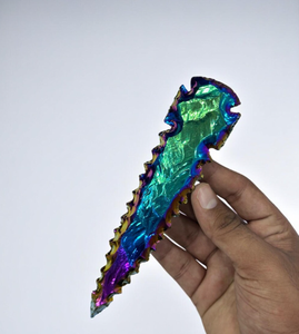 Pointe de flèche en titane Aura de 4 pouces, agate de quartz de super qualité, cœur sculpté, pierre précieuse d'art Reiki, nouveau look, cristal naturel fantaisie - Product Image 2
