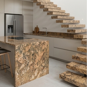 Piedra Natural Pulida Flameada de Calidad de Exportación India, Losa de Granito Natural de Mina de Oro, Moderna, Grande y Ecológica para Escaleras, Chimeneas y Fregaderos - Product Image 1