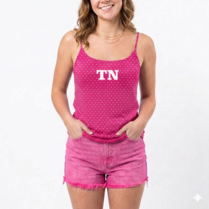 Débardeur imprimé ajusté tendance pour femme, respirant, motif à pois, idéal pour l'été, camisole décontractée de qualité supérieure - Product Image 1