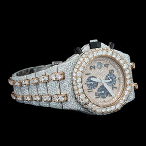 DiaDream Gems & Jewel Custom Chrono Full Iced Out Round Moissanite Diamond Classic Date Dial Features Diamond <b>Watch</b> <b>For</b> <b>Man</b> Gift - Product Image 3