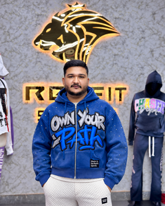 Sweat-shirt à capuche zippé personnalisé unisexe avec appliqué en strass, style streetwear, coupe oversize, en polaire, avec poche kangourou, étiquette personnalisée, vêtements d'hiver - Product Image 2