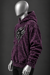 Sweat à capuche violet délavé pour homme, motif personnalisé, streetwear, pull molletonné, coupe oversize, mode décontractée, vente en gros OEM - Product Image 3