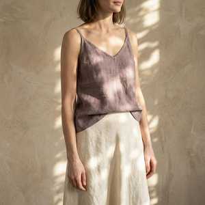 Camiseta sin mangas informal de cuello redondo con estampado tie-dye para mujer, estilo minimalista, transpirable, para verano - Product Image 3