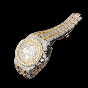 Reloj de Lujo Personalizado para Hombre, con Diamantes Moissanite, de Acero Inoxidable, Estilo Hip Hop, Mecánico, de Dos Tonos - Product Image 3