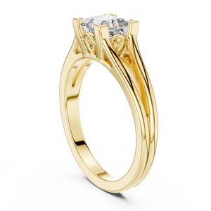 Bague de Fiançailles Solitaire Moderne en Moissanite Taille Princesse, Alliage Or Rose 14K, Bague de Mariage à Branches Divisées pour Femme, Vente en Gros, Bijoux Fins - Product Image 5