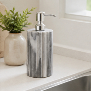 Luxury Natural Grey Marble <b>Soap</b> Dispenser with Ribbed Design Liquid Handwash Bottle with Stainless Steel Pump for Hotel & Home - Product Image 6