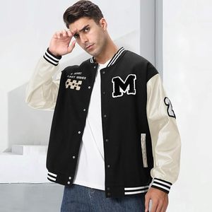 เสื้อแจ็คเก็ตทีมกีฬาสำหรับผู้ชาย เสื้อแจ็คเก็ตบอมเบอร์แบบ Letterman สไตล์โมเดิร์นสำหรับผู้ชาย - Product Image 6