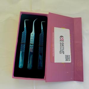 Pince à cils professionnelle pour volume, pince d'isolation, pince volume russe, pointe en fibre, acier inoxydable, personnalisée L - Product Image 1