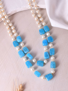 <b>Silver</b> Plated Brass Pearls Beaded Layered <b>Necklace</b> & Earrings <b>Set</b> Traditional Rani Haar Handmade Wedding Jewelry Party Fashion - Product Image 2