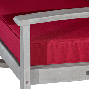 <b>Silver</b> Gray Finish Eucalyptus Rocking <b>Chair</b> with Burgundy Cushions for Patio Furniture - Product Image 5