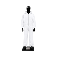 Ensemble de survêtement blanc à capuche zippé pour homme, en molleton uni, style décontracté streetwear, tenue de sport, sweat-shirt à capuche oversize