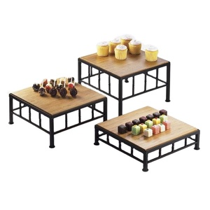 HOT SELLING Latest Industrial Style Wooden Serving Riser Set for Party <b>Buffet</b> <b>Table</b> Kitchen Decor FOR SALE - Product Image 1