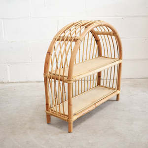 Étagère murale en rotin naturel écologique, arquée, à 2 niveaux, présentoir fait main en osier, organisateur de décoration intérieure pour salon, vente en gros - Product Image 1