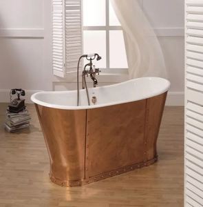 Bañera de Cobre Independiente Ovalada con Patas, Bañera Clásica de Metal con Borde para Baño en Casa - Product Image 2